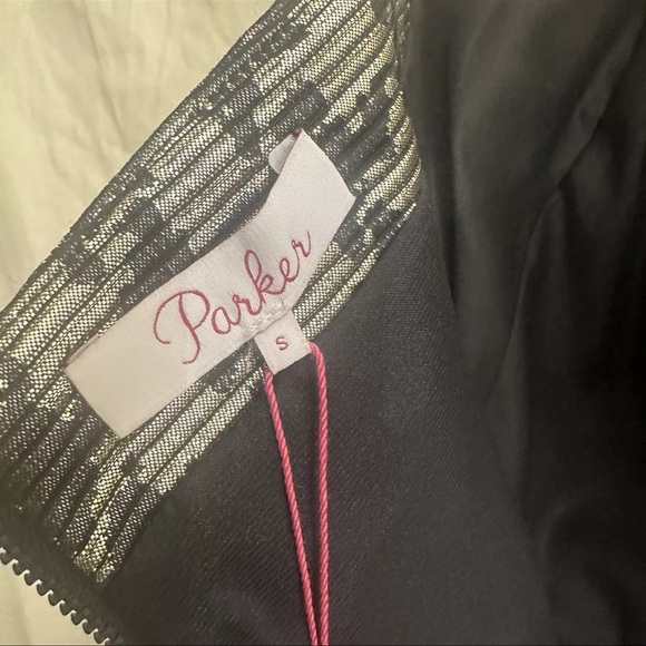 Parker Dress Women’s Size Small Black And Silver Strapless Bustier Ruffled NWT - Picture 5 of 9